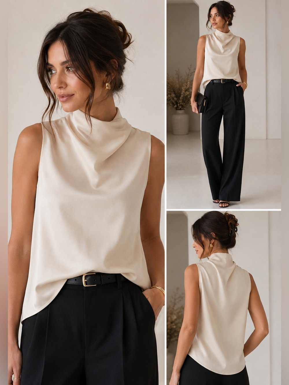 rag & bone Ivory Cowl Neck Sleeveless Jana Top